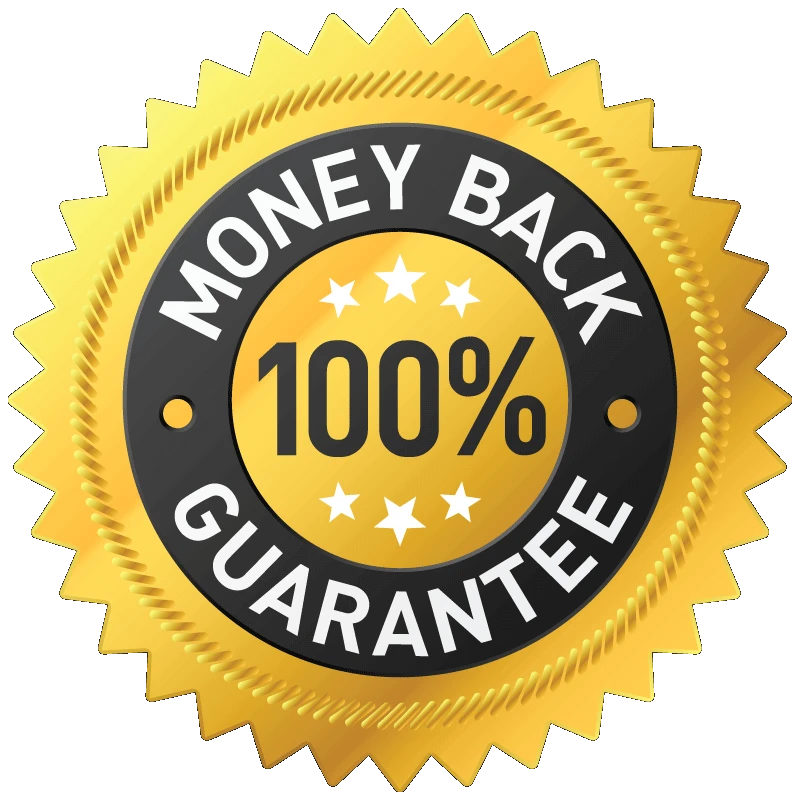 JetHose 100 percent money back guarantee seal for risk-free purchase and customer satisfaction